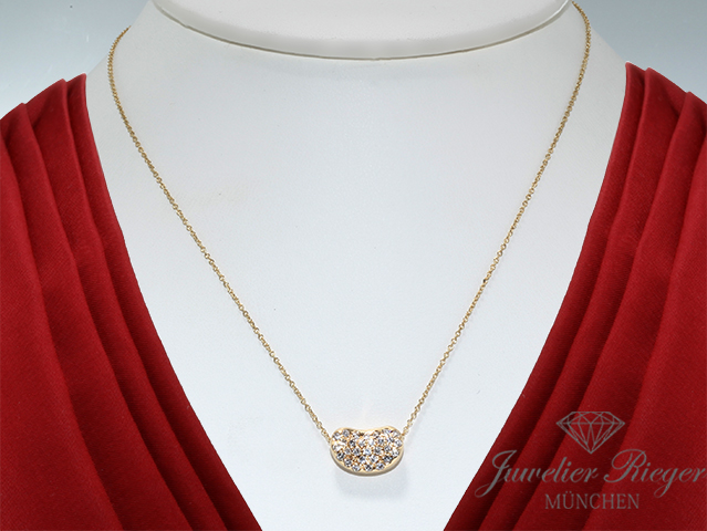 Bild 1 der Galerie: Tiffany & Co. Collier Elsa Peretti Bean 14,8 mm breit Gelbgold 750 Diamanten