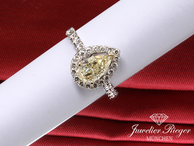 Bild 1 der Galerie: Fancy Yellow Diamant Ring 1,15 ct. Weissgold Gelbgold 750 Diamanten Gr. 51 Gold