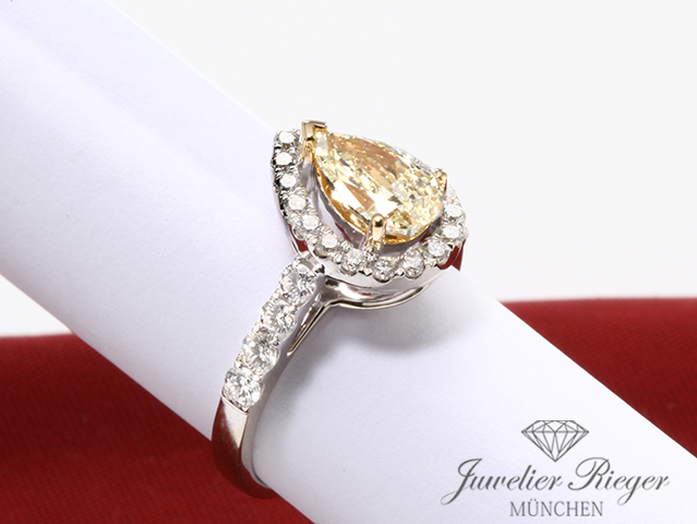 Bild 3 der Galerie: Fancy Yellow Diamant Ring 1,15 ct. Weissgold Gelbgold 750 Diamanten Gr. 51 Gold