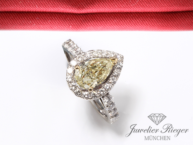 Bild 2 der Galerie: Fancy Yellow Diamant Ring 1,15 ct. Weissgold Gelbgold 750 Diamanten Gr. 51 Gold