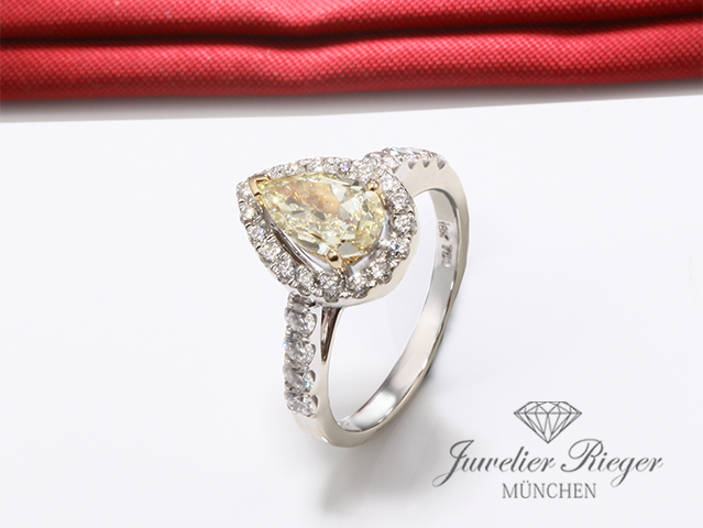 Bild 4 der Galerie: Fancy Yellow Diamant Ring 1,15 ct. Weissgold Gelbgold 750 Diamanten Gr. 51 Gold
