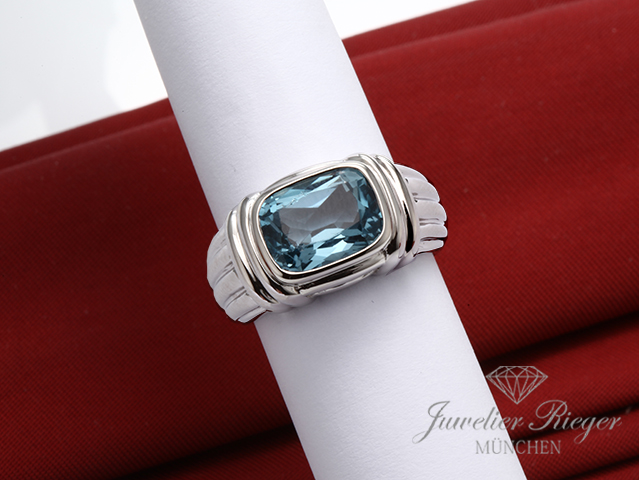 Bild 2 der Galerie: Bulgari Ring Gold 750 Rhodiniert Blautopas Gr. 52 Gold Bvlgari