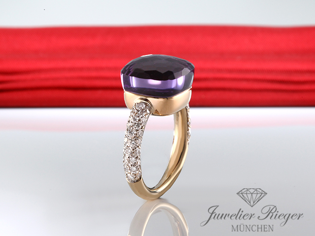 Bild 2 der Galerie: Pomellato Ring Nudo Rose- & Weissgold 750 Amethyst Diamanten Gr 52