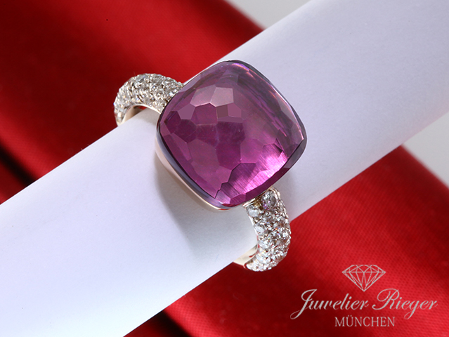 Bild 3 der Galerie: Pomellato Ring Nudo Rose- & Weissgold 750 Amethyst Diamanten Gr 52
