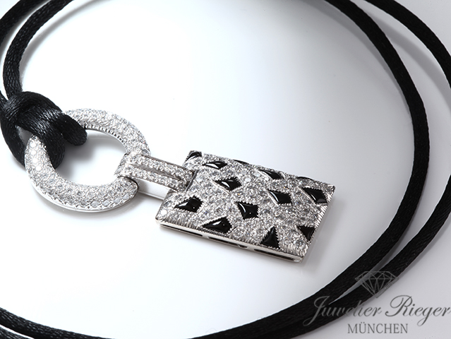 Image 3 of gallery: Cartier Collier Panthere de Cartier Weissgold 750 Diamanten Onyx Kette Gold
