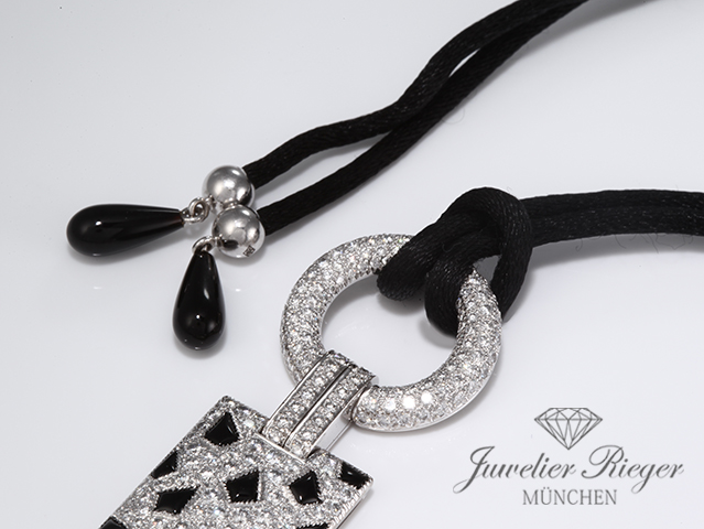 Image 7 of gallery: Cartier Collier Panthere de Cartier Weissgold 750 Diamanten Onyx Kette Gold