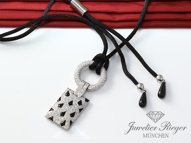 Image 2 of gallery: Cartier Collier Panthere de Cartier Weissgold 750 Diamanten Onyx Kette Gold