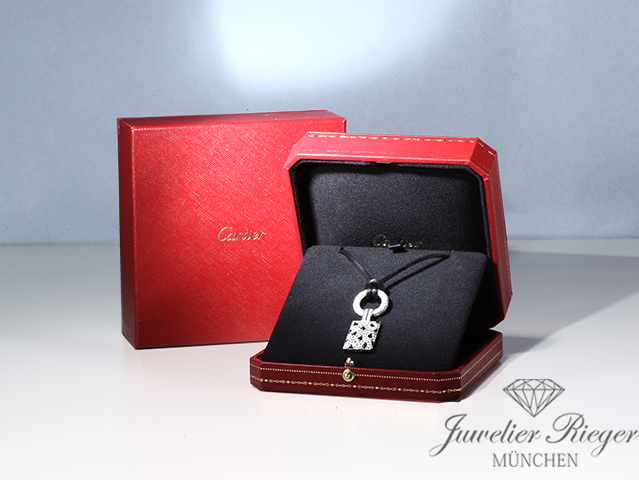 Image 8 of gallery: Cartier Collier Panthere de Cartier Weissgold 750 Diamanten Onyx Kette Gold