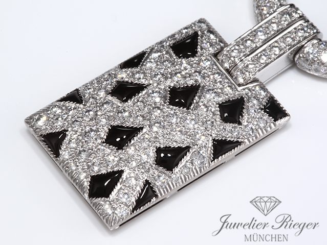Image 9 of gallery: Cartier Collier Panthere de Cartier Weissgold 750 Diamanten Onyx Kette Gold