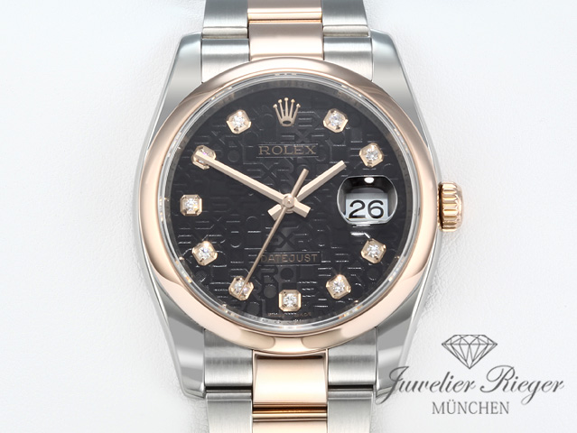 Image 1 of gallery: Rolex Datejust 36 mm 116201 2010 Stahl Rosegold 750 Diamanten Automatik