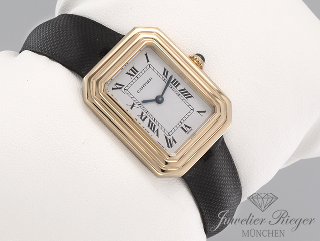 Bild 3 der Galerie: Cartier Cristallor Paris 78095 Gelbgold 750 Stoffband Handaufzug Lady Damen Gold
