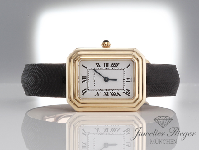 Bild 4 der Galerie: Cartier Cristallor Paris 78095 Gelbgold 750 Stoffband Handaufzug Lady Damen Gold