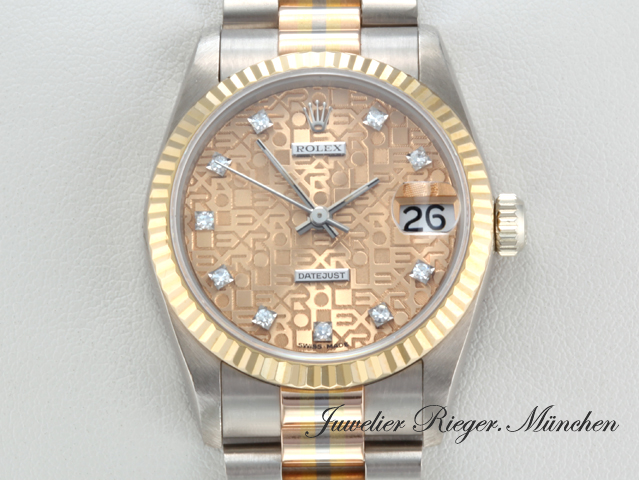 Bild 1 der Galerie: Rolex Medium Datejust Tridor Weissgold Rosegold Gelbgold 750 Diamanten Automatik Gold