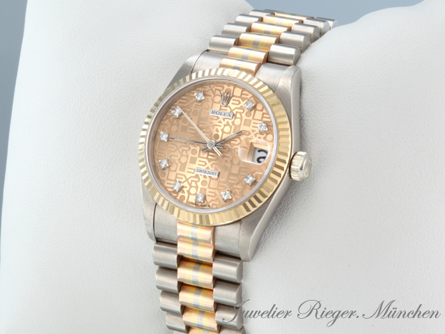 Bild 2 der Galerie: Rolex Medium Datejust Tridor Weissgold Rosegold Gelbgold 750 Diamanten Automatik Gold