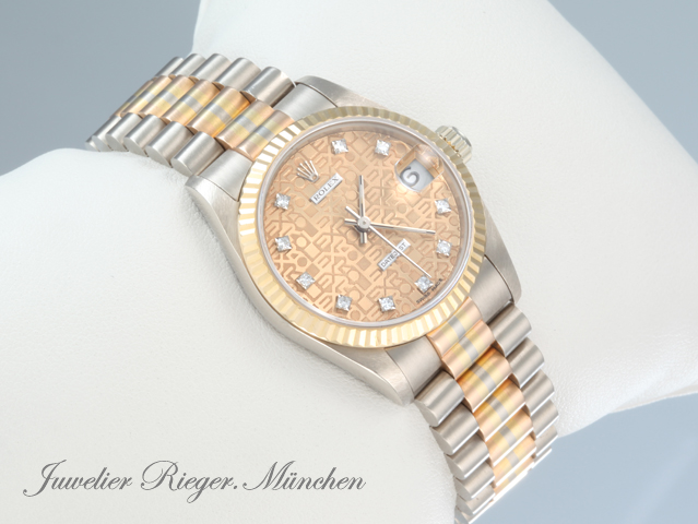 Bild 3 der Galerie: Rolex Medium Datejust Tridor Weissgold Rosegold Gelbgold 750 Diamanten Automatik Gold