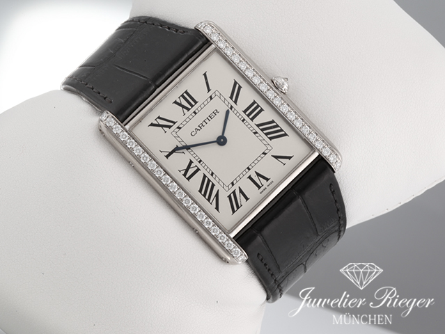 Image 3 of gallery: Cartier Tank Louis XL Weissgold 750 Diamanten 2020 WT200006 Handaufzug Gold