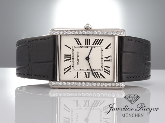 Image 4 of gallery: Cartier Tank Louis XL Weissgold 750 Diamanten 2020 WT200006 Handaufzug Gold