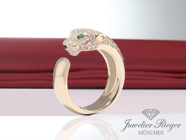 Bild 2 der Galerie: Cartier Ring Panthere Mittleres Modell Gelbgold 750 Diamanten Größe 61 N4225052