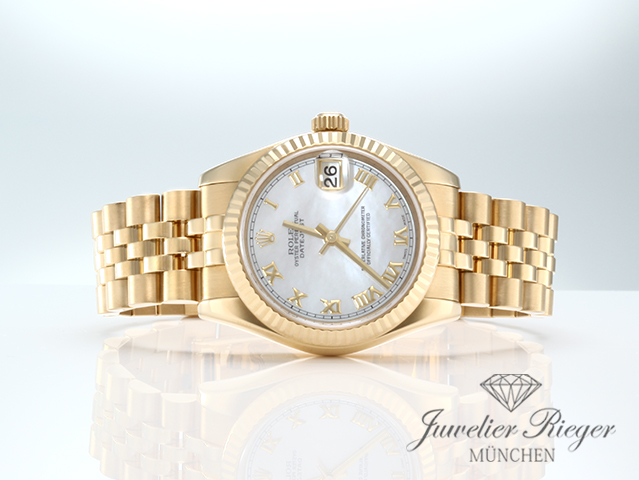 Image 4 of gallery: Rolex Datejust 31 mm Medium 178278 Gelbgold 750 Perlmutt Automatik Gold Damen