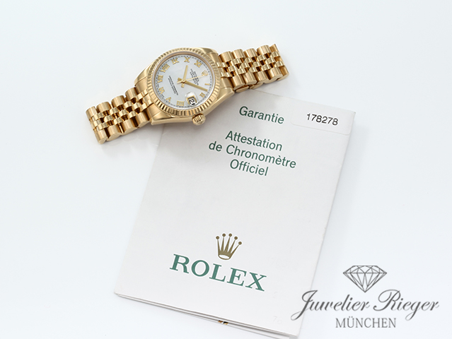 Image 7 of gallery: Rolex Datejust 31 mm Medium 178278 Gelbgold 750 Perlmutt Automatik Gold Damen