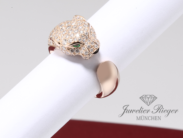 Bild 1 der Galerie: Cartier Ring Panthere Mittleres Modell Roségold 750 Diamanten Größe 52 N4742252