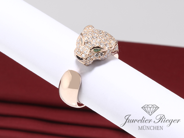 Bild 5 der Galerie: Cartier Ring Panthere Mittleres Modell Roségold 750 Diamanten Größe 52 N4742252