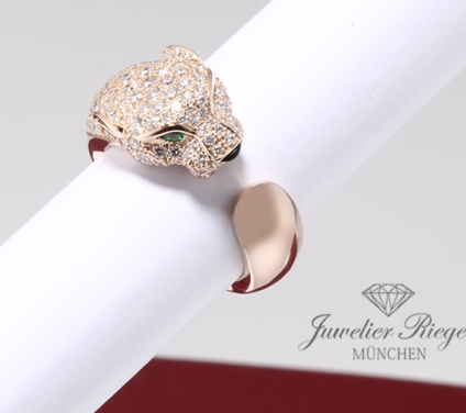 . Cartier Ring Panthere Mittleres Modell Roségold 750 Diamanten Größe 52 N4742252