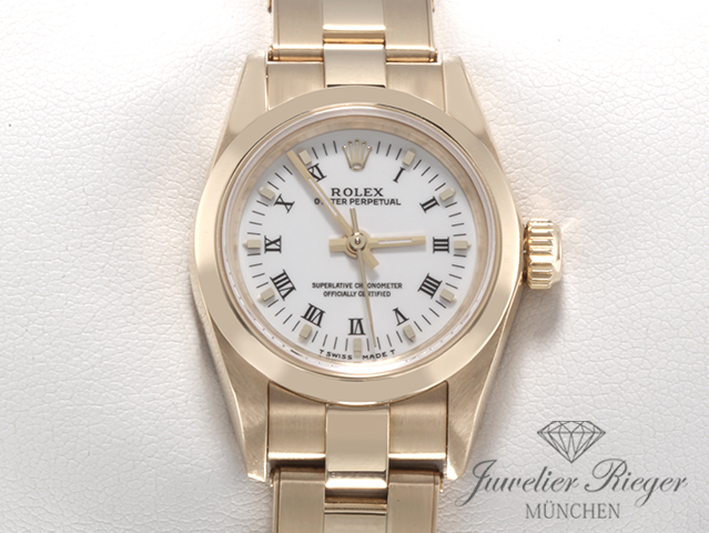 Bild 1 der Galerie: Rolex Lady Oyster Perpetual 26 mm Gelbgold 750 1995 Automatik Gold Damenuhr