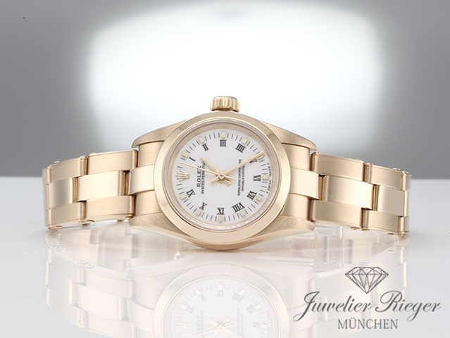 Bild 4 der Galerie: Rolex Lady Oyster Perpetual 26 mm Gelbgold 750 1995 Automatik Gold Damenuhr