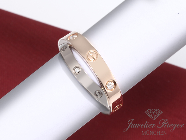 Bild 2 der Galerie: Cartier Ring Love Rosegold & Weissgold 750 6 Diamanten Größe 51 Gold