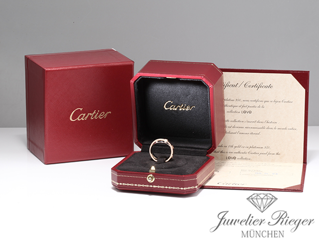 Bild 5 der Galerie: Cartier Ring Love Rosegold & Weissgold 750 6 Diamanten Größe 51 Gold