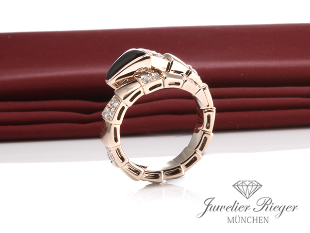Bild 5 der Galerie: Bulgari Ring Serpenti Viper Rosegold 750 Onyx Diamanten Brillanten Gr M Gold