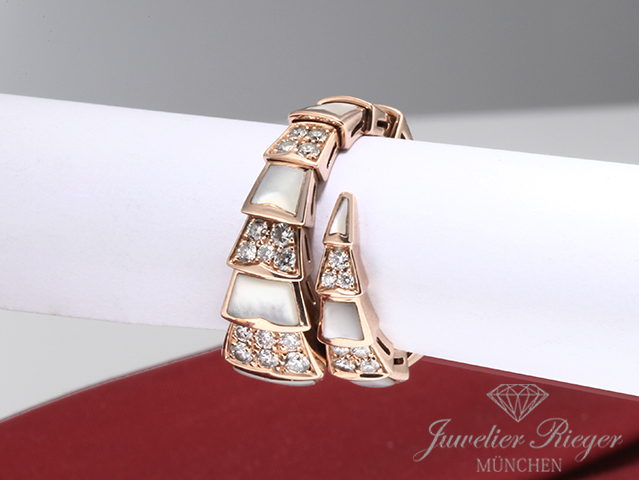 Bild 4 der Galerie: Bulgari Ring Serpenti Viper Rosegold 750 Perlmutt Diamanten Gr M Gold 350670