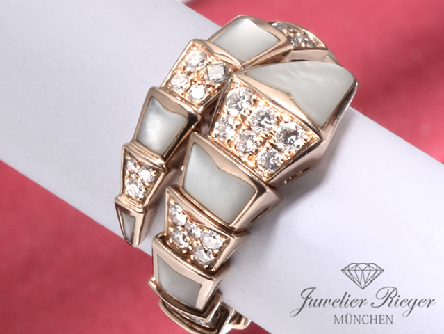 Bild 1 der Galerie: Bulgari Ring Serpenti Viper Rosegold 750 Perlmutt Diamanten Gr M Gold 350670