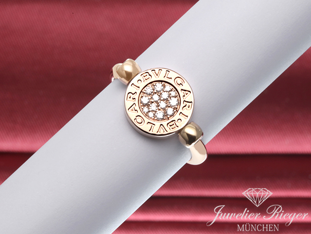 Bild 1 der Galerie: Bulgari Flip Ring Bvlgari Rosegold 750 Gr 52 Perlmutt Diamanten Brillanten Gold