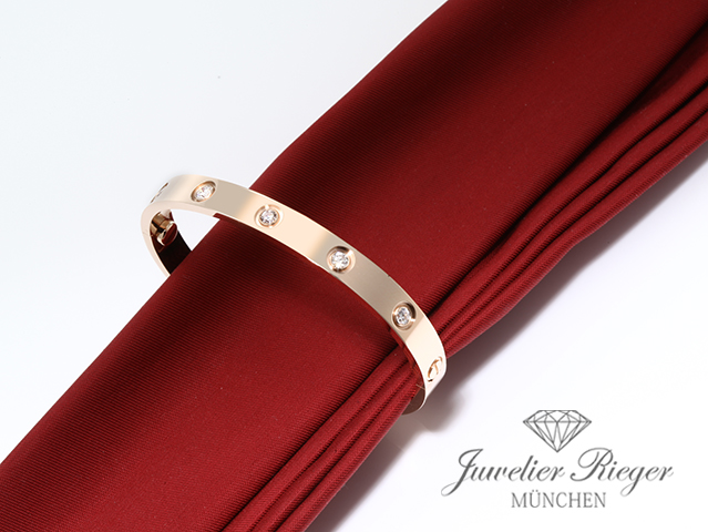 Bild 3 der Galerie: Cartier Armreif Love Rosegold 750 Größe 19 10 Diamanten Gold Armband Damen