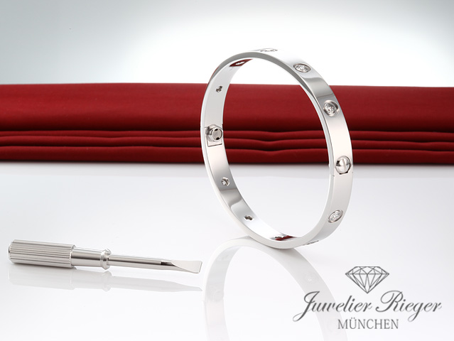 Image 3 of gallery: Cartier Armreif Love Weissgold 750 Größe 17 10 Diamanten Gold Damen Armband