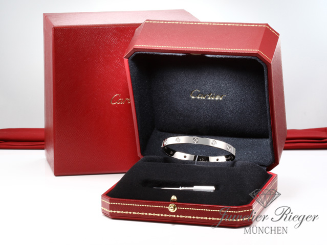 Image 5 of gallery: Cartier Armreif Love Weissgold 750 Größe 17 10 Diamanten Gold Damen Armband