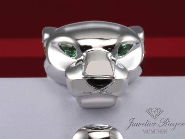 Bild 5 der Galerie: Cartier Ring Panthere Weissgold 750 Größe 54 2014 B4099552 Onyx Tsavorit Gold