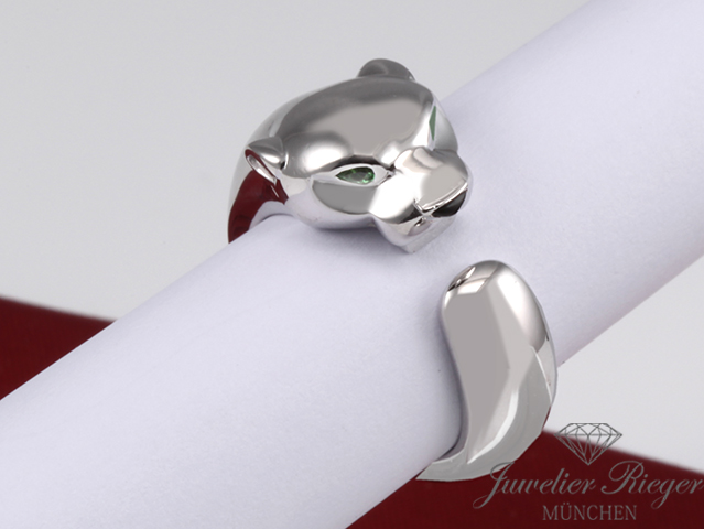Bild 4 der Galerie: Cartier Ring Panthere Weissgold 750 Größe 54 2014 B4099552 Onyx Tsavorit Gold