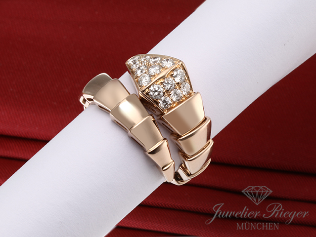 Bild 3 der Galerie: Bulgari Ring Serpenti Viper Rosegold 750 Diamanten Brillanten Gr M Gold