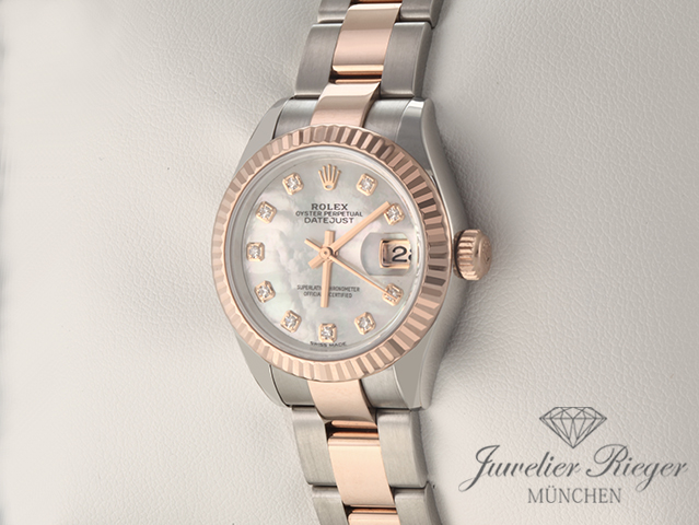 Bild 2 der Galerie: Rolex Lady Datejust 28 mm 279171 Edelstahl Rosegold 750 Diamanten Automatik Gold