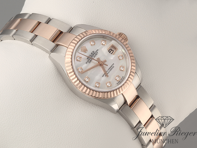 Bild 3 der Galerie: Rolex Lady Datejust 28 mm 279171 Edelstahl Rosegold 750 Diamanten Automatik Gold