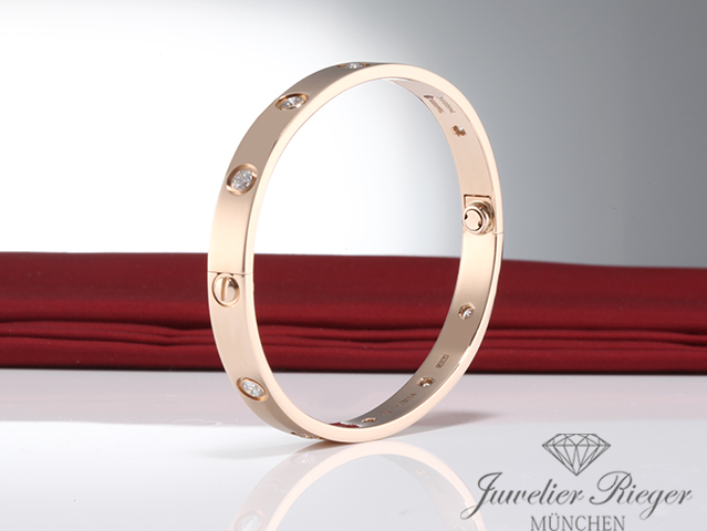 Image 5 of gallery: Cartier Armreif Love Rosegold 750 Größe 16 10 Diamanten Gold Armband Damen