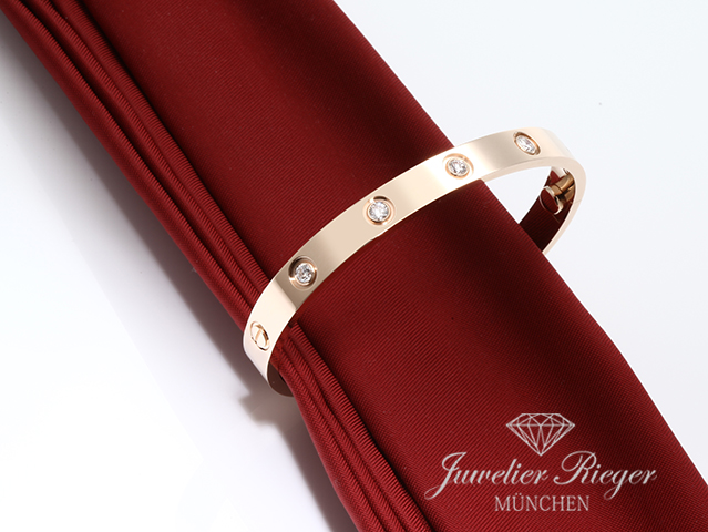 Image 2 of gallery: Cartier Armreif Love Rosegold 750 Größe 16 10 Diamanten Gold Armband Damen