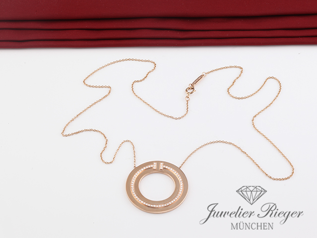 Bild 3 der Galerie: Tiffany & Co. Collier T Circle Rosegold 750 Diamanten 0,36 ct. Kette Gold