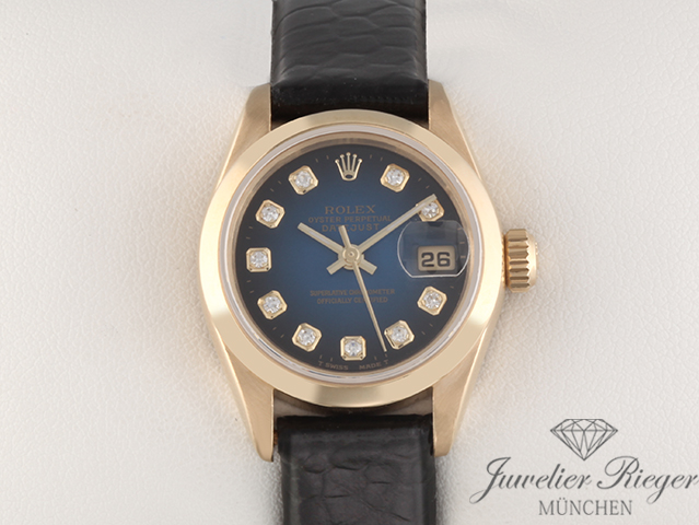 Bild 1 der Galerie: Rolex Lady Datejust Gelbgold 750 Diamanten Automatik Lederband Gold Damenuhr