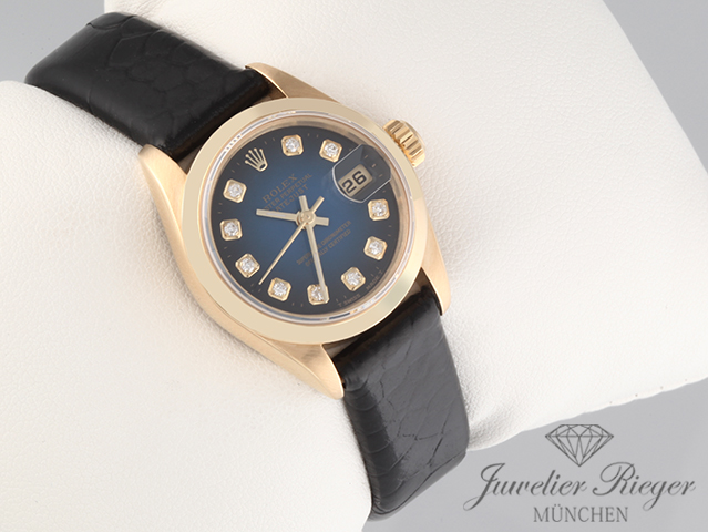 Bild 3 der Galerie: Rolex Lady Datejust Gelbgold 750 Diamanten Automatik Lederband Gold Damenuhr