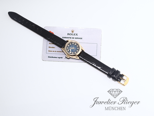 Bild 7 der Galerie: Rolex Lady Datejust Gelbgold 750 Diamanten Automatik Lederband Gold Damenuhr