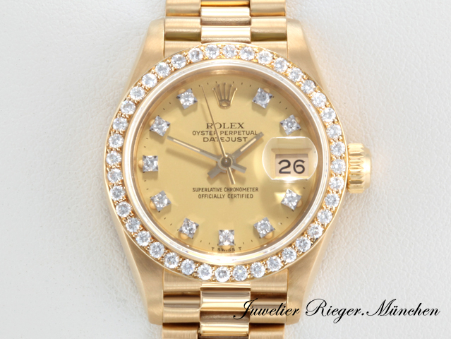 Bild 1 der Galerie: Rolex Lady Datejust Gelbgold 750 Diamanten Brillanten Automatik Gold Damen